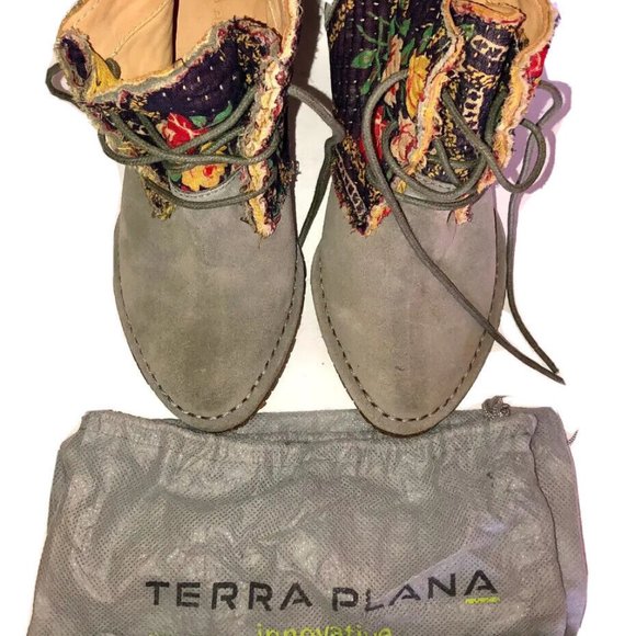 Terra Plana Vegan Anthropologie Boho Multicolor Suede Fabric Heel Booties 6-6.5 - Picture 10 of 12
